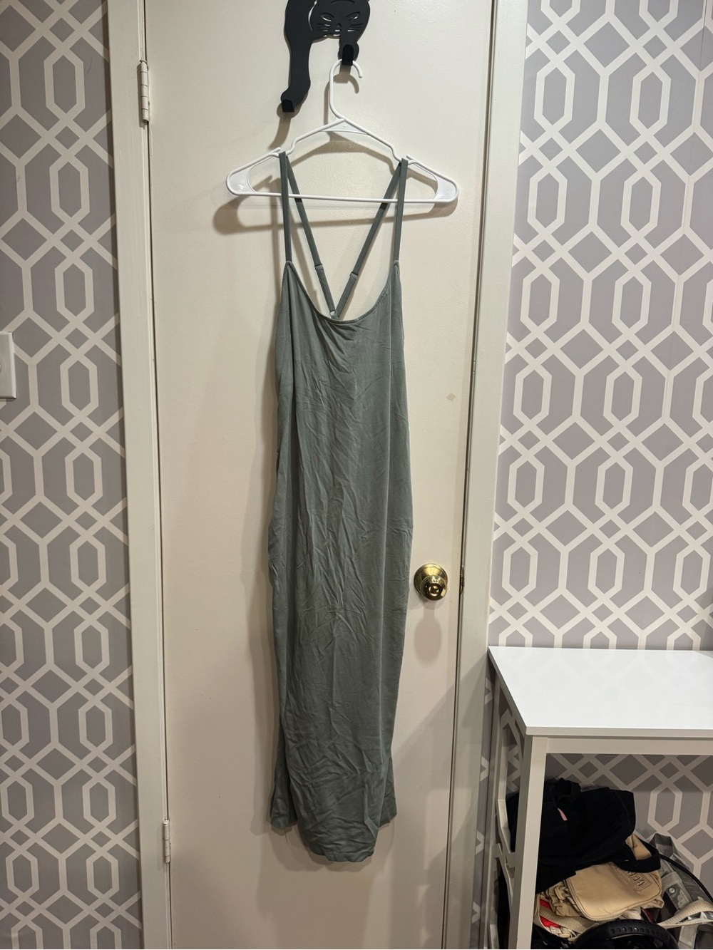 14/16 Cacique Sage Green Strappy Slip Nightgown with built in bra